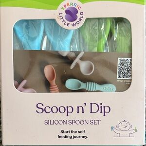 Sperric Little World Scoop n' Dip Silicone Spoon Set - 4 pc Green & Blue Baby